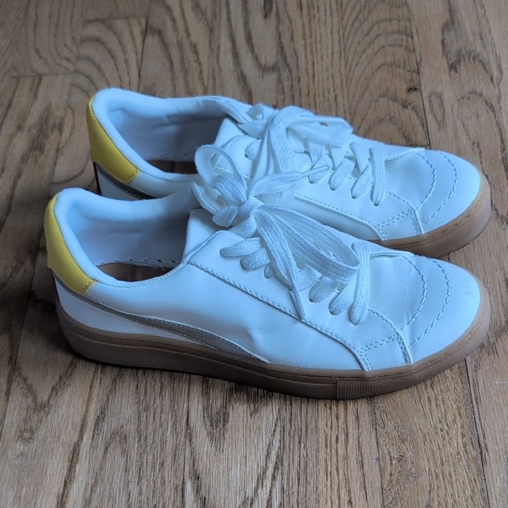 White and Yellow Women's Sneakers